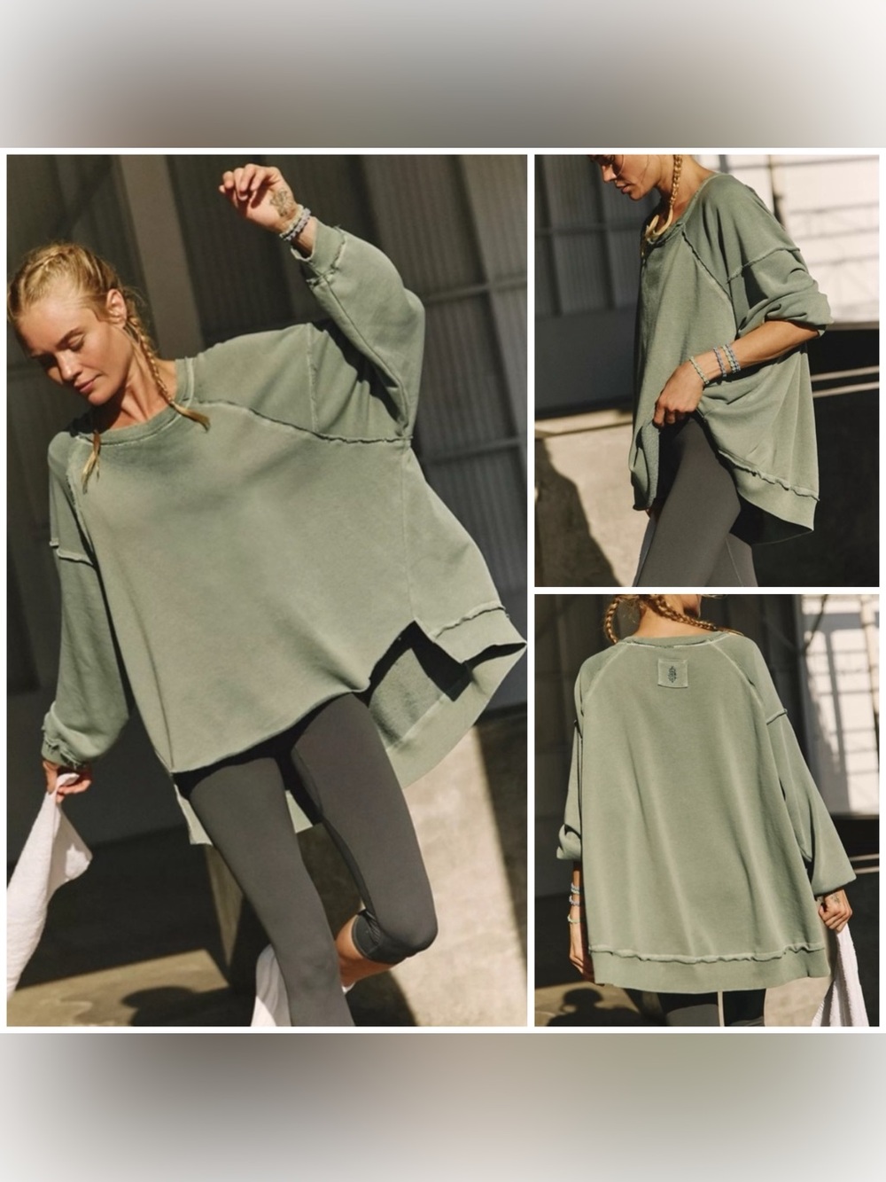 NWOT Free People FP Movement One To Beat Pullover - Eucalyptus green - XS